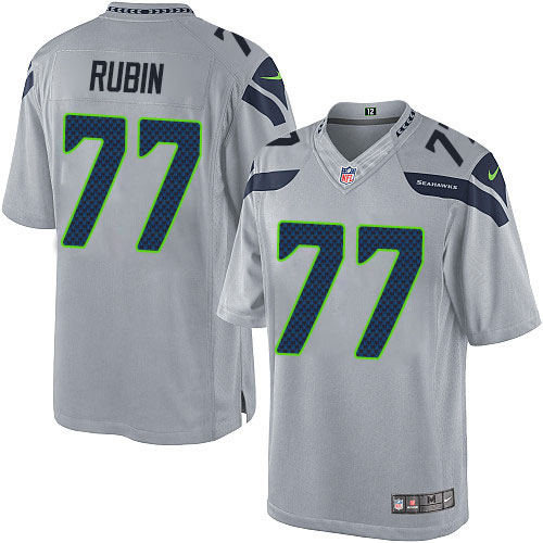 Youth Elite Ahtyba Rubin Nike Jersey Grey Alternate - #77 NFL Seattle Seahawks